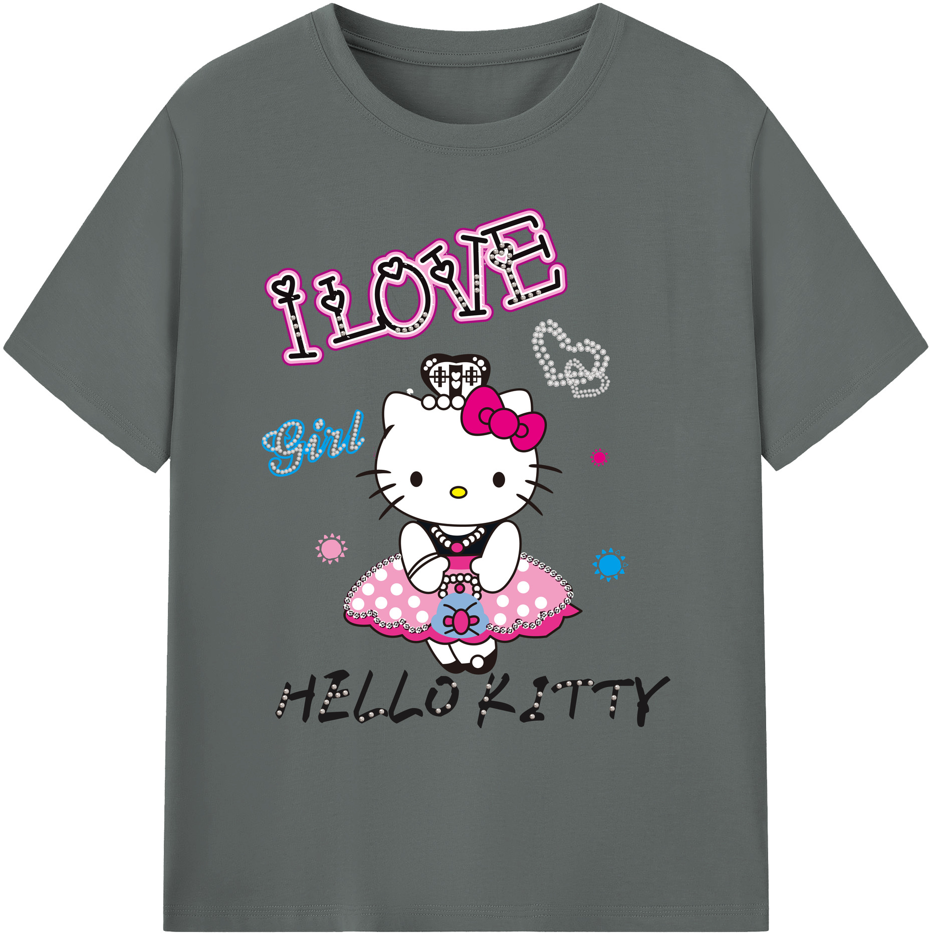 （画像用） Hello Kitty ハローキティ 綿100％ メンズ半袖Tシャツ｜肌触りやわらか＆通気性